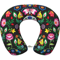 Zhuanyun Reisekissen mit Zucker- und Totenkopf- und Blumendruck, klassisch, bequem, Memory-Schaum, Reisekissen, Kopfstütze, weiches Kissen