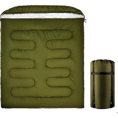 Blackpongo Double Sleeping Bag for Adults Men Women, XL Queen Size Two Person Sleeping Bag for All Season Camping Hiking Backpacking 2 Person Sleeping Bags for Cold Weather & Warm