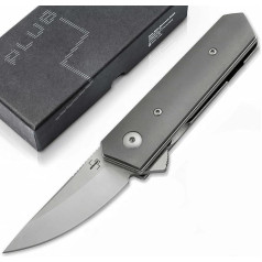 Böker Plus Kwaiken Stubby Titanium Pocket Knife - High Performance Steel Blade with a Satin Finish - High-Strength Titanium Casing - With Latch Eye and Deep-Carry Detachable Clip