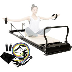 LQQHFSW Pilates Reformer Machine, Multifunctional Pilates Reformer Pilates Bed with Adjustable Intensity for Household Exercises, Yoga Studio Equipment