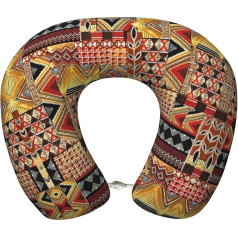 DEXNEL Afrikanisches Textil-Patchwork-Flugzeug-Reisekissen, Memory-Schaum-Kissen, geeignet für Flugzeug, Schlafen, Reisen