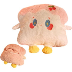 Reisedecken-Set, Kissen und Decke, Cartoon-Toastkissen, Toast-Form, Wurfkissen, Decke, niedliches Reisekissen, kompakte Reisedecke für Camping, Schreibtisch und Heimgebrauch