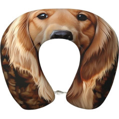 Dwrepo Niedliches Golden Retriever Reisekissen, Memory-Schaum, U-förmiges Nackenkissen für Reisen, tragbar, Kopf-Nackenstütze, Flugzeugkissen, abnehmbarer Bezug, Nackenkissen, Kopfstütze zum Schlafen,