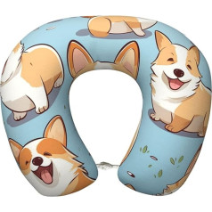 Dwrepo Corgi Muster Corgi Muster Reisekissen Memory Foam U-förmiges Nackenkissen für Reisen Tragbare Kopf-Nackenunterstützung Flugzeugkissen Abnehmbarer Bezug Nackenkissen Kopfstütze zum Schlafen Auto