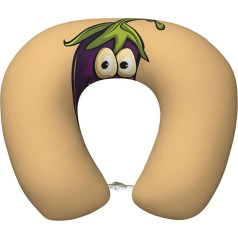 AKDODK Nackenkissen mit Cartoon-Auberginen-Druck, Reisekissen aus Memory-Schaum, tragbares Flugzeug-Zubehör