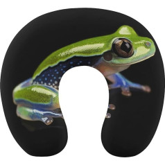 Reisekissen Nackenstütze, Memory-Schaum, U-förmiges Kissen, weich, bequem, Reise-Nackenkissen, schönes Baumfrosch, Schlafruhe, Reisezubehör für Flugzeug, Auto, Büro