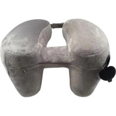 Neck Pillow, Inflatable Neck Pillow with Valve, Phone Storage, H-shaped Neck Protection, Neck Support for Airplanes and Cars, Travel Supplies (Grey No Hat)