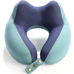 ADSFG Travel Pillow Memory Foam Neck Pillow Comfortable and Breathable Pillow Case Machine Washable Suitable for Sleeping Pillows Aeroplanes Cars Cyan