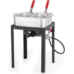 OuterMust 58,000 BTU Outdoor Deep Fryer, 18 Qt. Fryer Pot and 2 Inner Baskets, Ideal for Roasting Fish, Chicken Wings, French Fries