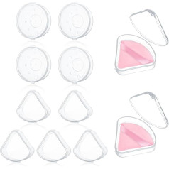 Puderquasten-Behälter (5 Dreiecke, 4 runde), transparenter Make-up-Schwamm-Schutzbehälter, wiederverwendbarer, staubdichter Taschen-Puderquasten-Behälter, tragbarer Puderbehälter für Reisen, 9 Stück