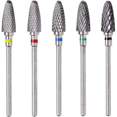 Alicer Bits for Electric Nail Cutters, Pack of 5 Tungsten Carbide Nail File Bits, Professional Nail Cutter Attachments for Nail Gel, Acrylic Nails, Manicure Pedicure