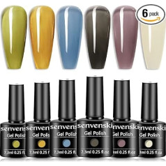Senvenski Jelly Gel Nail Polish Shellac Crystal Glitter Transparent Pure Erase White Milk Green Orange Blue Purple Black UV LED Gift Set Kit (BT6-001)