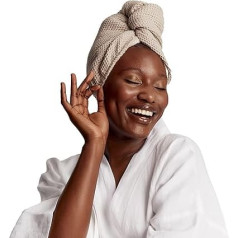 GLOV Hair Towel Turban Made of Linen for All Hair Types - Reusable Hair Turban with Button, Microfibre Towel for Curly Hair, Hair Drying Towel, Turban Towel for Women and Children