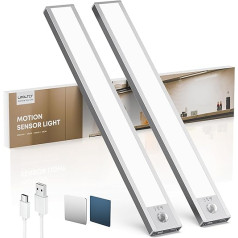 Cabinet Lighting LED Lamp with Motion Sensor - 40 cm 2200 mAh Under-Unit Light Kitchen Light Rechargeable with USB & Sensor - Dimmable Cabinet Light Stair Light - Showcase Lighting Magnetic | Pack of