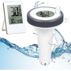 Aaiwtd Wireless Pool Thermometer, IP67 Waterproof Pool Thermometer Floating with Indoor Temperature Monitor, Wireless Digital Pool Thermometer for 100 m Range for Swimming Pools, Aquariums, Bathtubs,