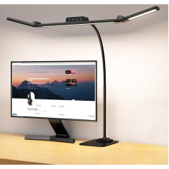 EppieBasic Desk Lamp LED Dimmable: 24 W 3 Light Bar LED Desk Lamp for Home Office - 1200LM Eye Protection Gooseneck Office Table Lamp with Metal Base - Desk Lamp Black
