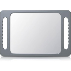 TASALON Unbreakable Handheld Mirror with Double Handle, Large Hairdressing Mirror for Hair and Beauty Salon, Haircut Mirror with Double Handle, Silver Grey