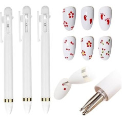 4 in 1 Nail Art Drill Pen,2025 New Quick-Paint Dotting Tools Nail Art Pen, Dotting Pen Tool Nail Art Tip Dot Paint Manicure Kit,Nail Dotting Pen Nail Art Dotting Tools for Pattern Depiction (3 Pcs)