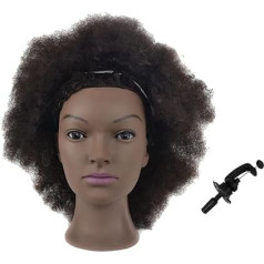 Tcwuzick Training Head African American with 100% Real Hair Mannequin Head Cosmetology Afro Hair Manicure Head for Practice Styling Braiding ...