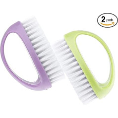 Qianyu 2 Pieces Hand Nail Brushes, Plastic, Grippy Cleaning, Heavy Duty Nail Brushes for Cleaning Fingernails, Nylon, Firm Stiff Bristles, Deep Cleaning, Scrubber for Toes and Nails