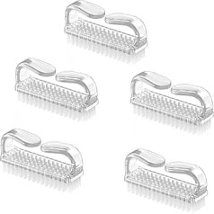 CHAOYUELYF 5 Pieces Nail Brush for Cleaning Nails, Transparent Nail Dust Brushes, Handle Nail Scrub Brushes for Toes and Nails