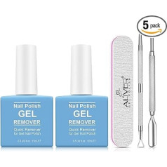 Nail Polish Remover, Shellac Remover, Gel Nail Remover, Removes in 3-5 Minutes, Easy and Quick Removes Gel Polish Without Hurting Nails with 2 Cuticle Pushers & 1 Nail Buffer