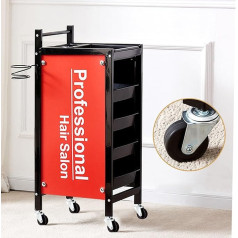 5-Tier Storage Salon Trolley, Hairdressing Trolley, Foldable Hairdressing Trolley, with Wheels, Salon, Hairdressing Maintenance Trolley, Multifunctional Hairdressing Tool Trolley, 11