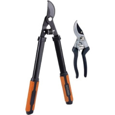 BLACK+DECKER Pruning Shears – Pack of 2 – Pruning Shears 53.3 cm – Garden Shears 20.3 cm – Black/Orange