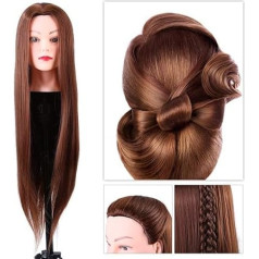 Hairdressing Training Head Synthetic Hair Brown with Table Clamp Base