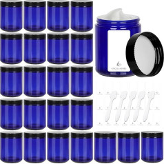 Blue Jars with Black Plastic Lids 240ml Round Empty Candles Cosmetic Jars Food Containers Mason Jars for Crafts Powder Liquid Samples Face Cream Lotion