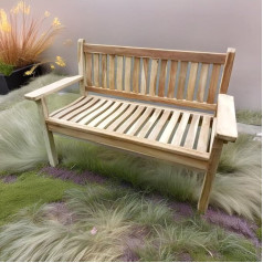 Ambientehome Ergo 2-Seater Teak Wood Bench Approx. 128 cm Garden Bench Teak Bench