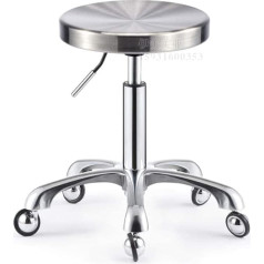 Stool on wheels hairdressing cutting stool with wheels, stool with backrest with orange faux leather seat, height adjustable 43-53 cm, supported weight 160 kg, adjustable salon stool with