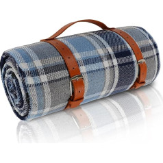 Howeet Picnic Blankets 200 x 200 cm Extra Large Picnic Blanket Outdoor Mobile Phone Mat Waterproof Blanket Family Outdoor Travel Mat Portable Lawn Blanket Sandproof Beach Mat (Green-Blue Checked)