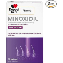 Minoxidil DoppelherzPharma 20 mg/ml (2%) Solution for Use on the Skin (Scalp) - Medicine for the Treatment of Plant-Related Hair Loss in Women (2 x 3 x 60 ml)