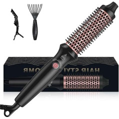 Thermal Brush, Thermal Brush Heat Brush 3 in 1, 32 mm Round Brush Styling Brushes with 160-204°C, Compact Curling Brush Double Tension Suitable for Travel, Hot Brush for Hair Styling - Comb, Curl,