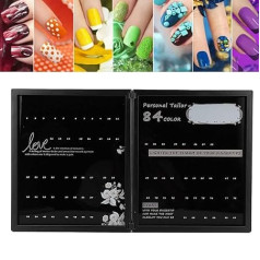 84 Colours Nail Tips Colour Display Book, Nail Colour Chart, Chart Salon Nail Gel Nail Polish Colour Box, Magnetic Closure, Rounded, Lightweight and Portable, for