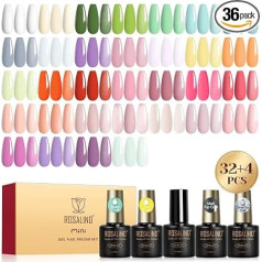 ROSALIND UV Nagellack Set, 36 Stück Gel Nagellack Pastell Weiß Gelb Grün Blau Lila Rosa Nude Farbgel Gelnägel,Soak-Off Mini UV Gel Nagellack fFrühling Sommer Gel Nail Polish Geschenk