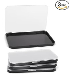 AJLTPA Magnetic Makeup Palette with Frosted Transparent Top, 3 Pieces Empty Eyeshadow Dispenser Storage Box with 60 Self-Adhesive Metal Stickers for DIY Cosmetics, Blush Powder