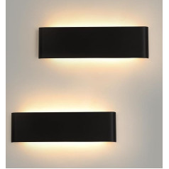 FUPE Indoor Wall Light 18 W, LED Wall Light Indoor 2160 Lumens, Black Up and Down Hallway Lamp Wall Lighting Wall Lamp 3000 K, for Bedroom, Corridor, Living Room, Stairs etc. Warm White Light