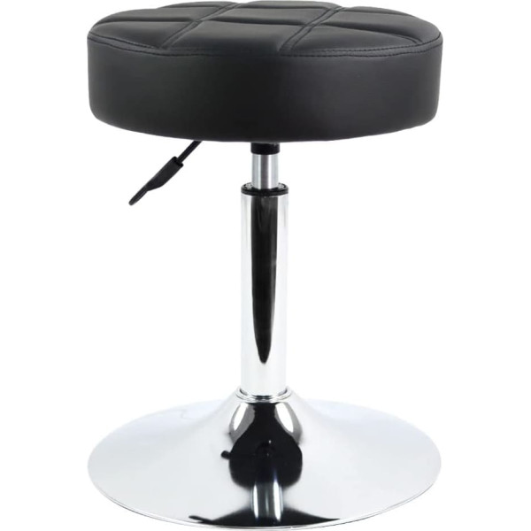 FURWOO Stool Round PU Leather Salon Massage Chair Adjustable Swivel Work Chair Barber Shop Beauty Salon Nail Salon Low Bar Stool Checked Cushion (Black)