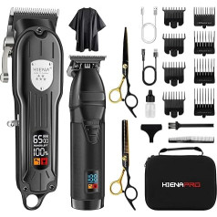 HIENA PRO Professional Hair Clipper Set for Men, Cordless Barber Clipper T-Blade Trimmer Set, Hair Clipper Kit, Rechargeable Clippers Set for Hairdressers