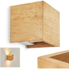 HOFSTEIN Badajoz Wall Light, Modern Wall Lamp Made of Wood/Metal in Natural/White, Square Light with Various Light Effects, Up & Down Light, 1 Bulb, 1 x G9, Bulb Not Included