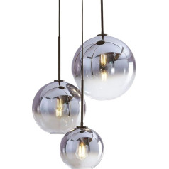 MZStech Set 3-flammig Globe Farbverlauf Glas Pendelleuchte,Modern Glas Hängeleuchte Kronleuchter Licht (Silber)