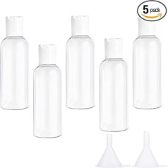 5 Sets 100ml Plastic Bottles Empty Refillable Clear Travel Bottles for Travel or Cosmetics - Clear