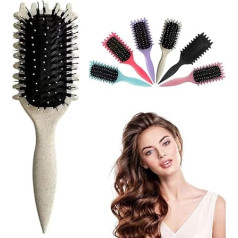 Curl Defining Brush New Curl Brush Premium Boar Bristles Curly Hair Brush for Perfectly Shaped and Defined Curls Detangling and Styling Hair Brush (Beige)