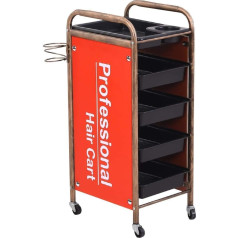 YGCBL Multifunktionaler Aufbewahrungswagen, Recyclingfahrzeuge, Spa-Haar-Styling-Stationswagen Mit Rädern, Haartrocknerhalter, Friseursalon Schönheits-Aufbewahrungswagen Mit 5 Herausnehmbaren Schubla