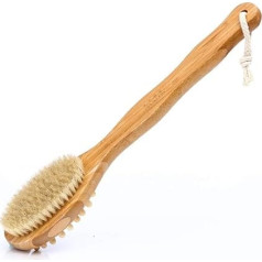 JYtoponline Bath Brush with Massage Head for Shower Double Sided Bristle Brush Massage with Long Handle Bamboo Long Handle Bath Brush for Men and Women