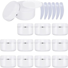LusDoly Pack of 12, 100 ml white plastic empty container, 100 g cosmetic lotion cream jar with silver edge for cream can, face cream ointments, body gel