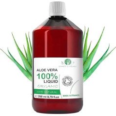 Organic Liquid Aloe Vera Gel for Skin Care (Facial Toner, Body Moisture) and Hair Care (Repair for Dry Hair) Home Cosmetics Preparation - 250ml