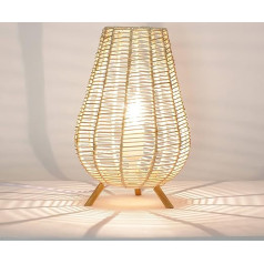 Licht-Erlebnisse Nathye Table Lamp Basket Boho Design 29 cm Small Cosy E14 Bedside Lamp Table Lamp Living Room